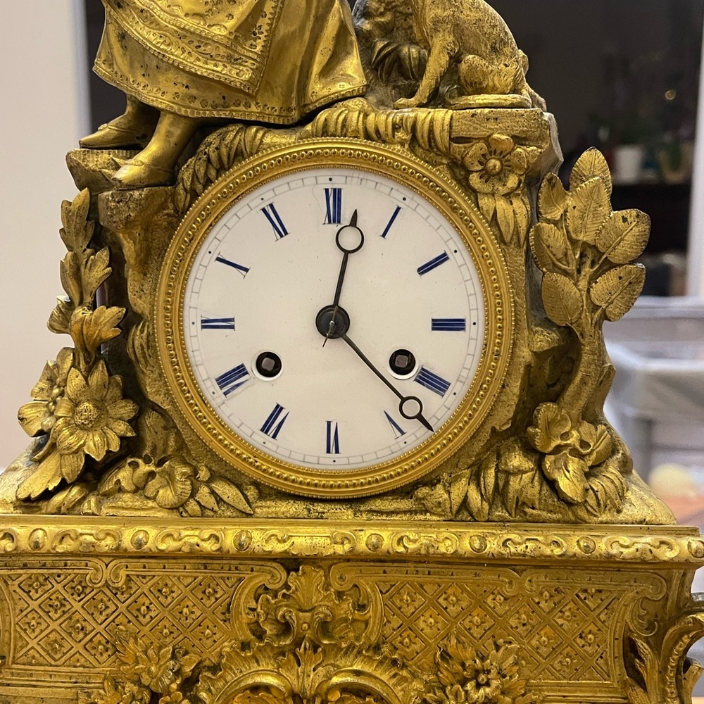 French Bronze-Dore Figural Mantel Clock 19th - Picture 5 of 16